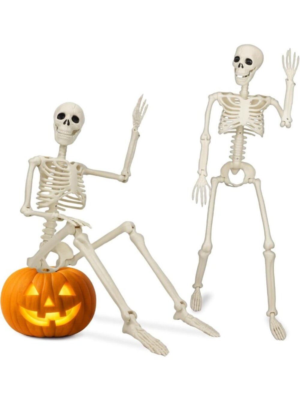 2 Pack 36'' Posable Skeletons - Halloween Outdoor Decorations, Spooky Home Decor